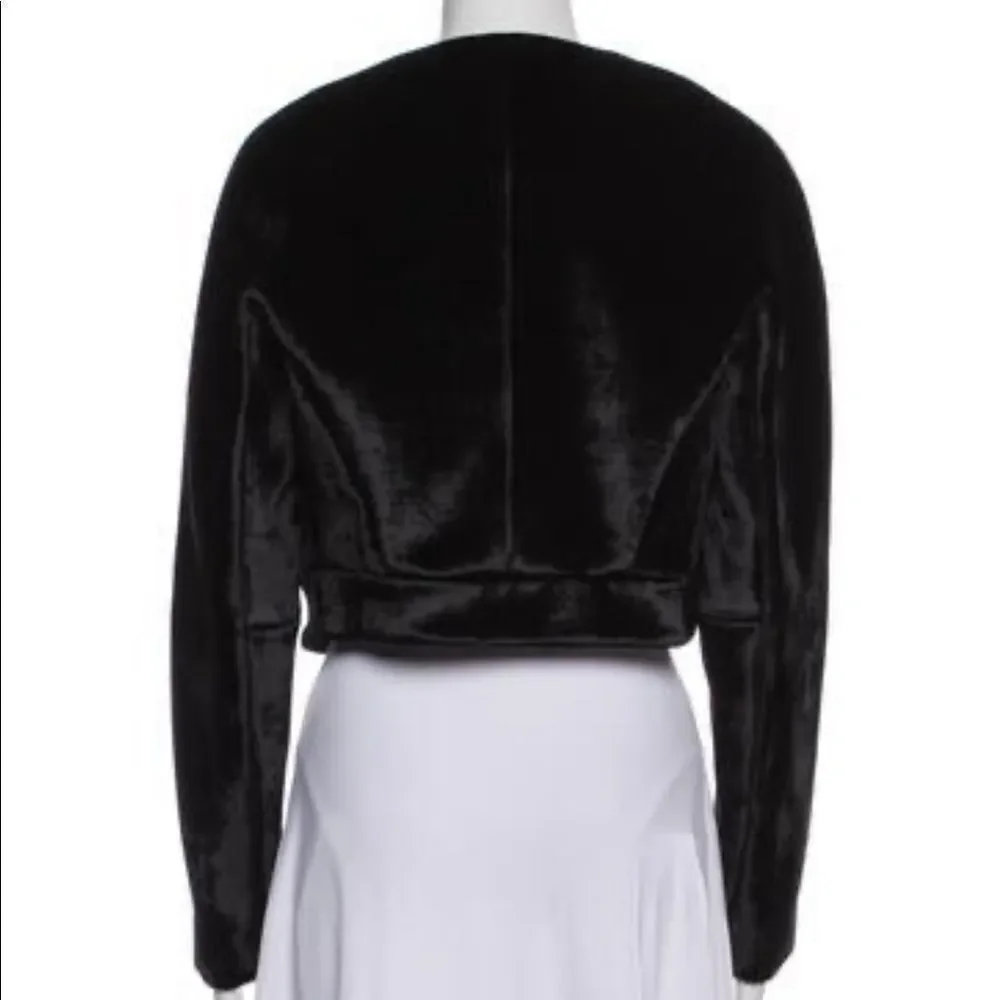 Derek Lam Runway  Fur Crop Biker Jacket Black Size Small - Picture 3 of 11